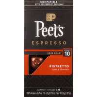 Peet's Espresso, Dark Roast, Ristretto, Aluminum Capsules, 10 Each