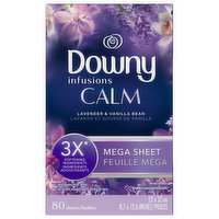 Downy Dryer Sheets, Lavender & Vanilla Bean, Calm, Mega Sheets, 80 Each