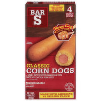 Microwavable corn dogs,Bar S honey crips batter dipped corn dogs,classic, 4 Each