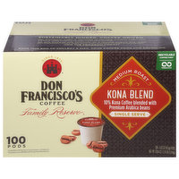 Don Francisco's Coffee, Medium Roast, Kona Blend, Single Serve, Pods, 100 Each