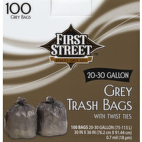 First Street Trash Bags, Twist Ties, 20-30 Gallon, 100 Each