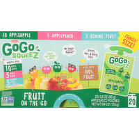 GoGo Squeez Fruit on the Go, Applesauce, Family Size, Variety Pack, 20 Pack, 20 Each
