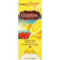 Celestial Seasonings Herbal Tea, Lemon Zinger, Caffeine Free, Tea Bags, 25 Each