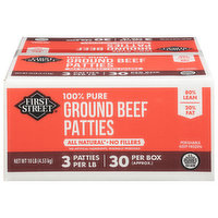 First Street Ground Beef Patties, 100% Pure, 80%/20%, 160 Ounce