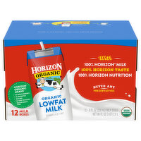 Horizon Organic Milk, Lowfat, Organic, 12 Each