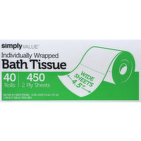 Simply Value Bath Tissues, Idividually Wrapped, 2 Ply, 40 Each