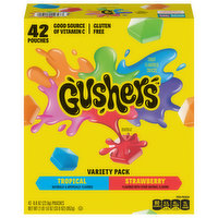 Gushers Fruit Flavored Snacks, Tropical/Strawberry, Variety Pack, 42 Each