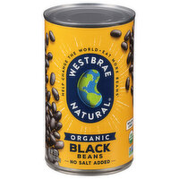 Westbrae Natural Black Beans, Organic, No Salt Added, 25 Ounce