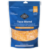 First Street Shredded Cheese, Jalapeno Peppers, Taco Blend, 8 Ounce