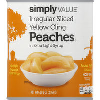 Simply Value Peaches, in Extra Light Syrup, Yellow Cling, Irregular Sliced, 104 Ounce