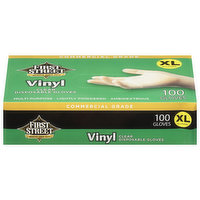 First Street Gloves, Disposable, Clear, Vinyl, X-Large, 100 Each