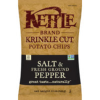 Kettle Brand Potato Chips, Krinkle Cut, Salt & Fresh Ground Pepper, 13 Ounce