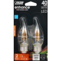 Feit Electric Light Bulbs, LED, Soft White, 3.3 Watts, 2 Each