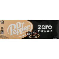 Dr Pepper Cream Soda, Zero Sugar, 12 Pack, 12 Each