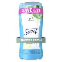 Secret Invisible Solid Antiperspirant and Deodorant, Shower Fresh, Twin Pack, 5.2 Ounce