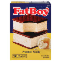 FatBoy Ice Cream Sandwiches, Vanilla, Premium, 12 Each