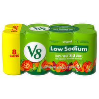 V8 100% Vegetable Juice, Low Sodium, Original, 8 Each