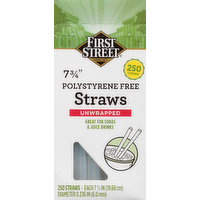 First Street Straws, Polystyrene Free, Unwrapped, 7.75 Inch, 250 Each