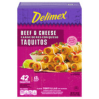 Delimex Taquitos, Beef & Cheese, Flour Tortillas, Mexican Street Style, 42 Each