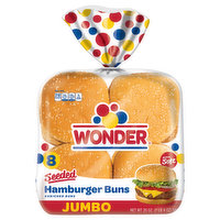 Wonder Hamburger Buns, Seeded, Extra Soft, Jumbo, 8 Each