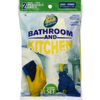 Soft Scrub Gloves, Bathroom and Kitchen, Large, Value Pack, 2 Each