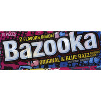 Bazooka Bubble Gum, Original & Blue Razz, 10 Each