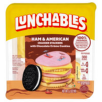 Lunchables Cracker Stackers, with Chocolate Creme Cookies, Ham & American, 3.2 Ounce