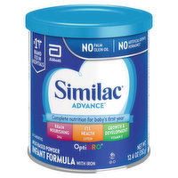 Similac Infant Formula with Iron, Milk-Based Powder, OptiGro, 0-12 Months, 12.4 Ounce