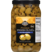 First Street Queen Olives, Pitted, Premium, 36 Ounce