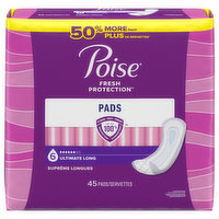 Poise Pads, Ultimate, Long, 45 Each