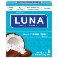 Luna Nutrition Bars, Whole, Chocolate Dipped Coconut, 6 Each
