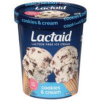 Lactaid Ice Cream, Lactose Free, Cookies & Cream, 1 Quart