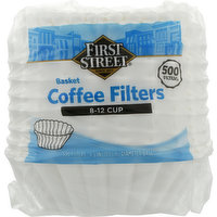 First Street Coffee Filters, Basket, 8-12 Cup, 500 Each