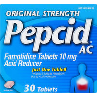 Pepcid Acid Reducer, Famotidine Tablets, Original Strength, 10 mg, 30 Each