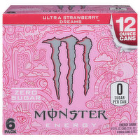 Monster Energy Drink, Zero Sugar, Ultra Strawberry Dreams, 6 Pack, 6 Each