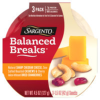 Sargento Balanced Breaks, Sharp Cheddar/Cashews/Cranberries, 3 Pack, 3 Each