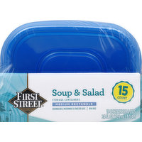 First Street Storage Containers, Soup & Salad, Medium Rectangle, 15 Each