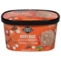 First Street Ice Cream, Premium, Rocky Road, 48 Fluid ounce