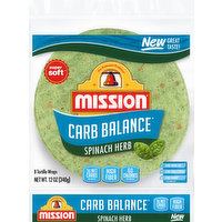 Mission Tortilla Wraps, Carb Balance, Spinach Herb, 12 Ounce