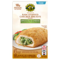 Barber Foods Chicken Breasts, with Rib Meat, Stuffed, Raw, Broccoli & Cheese, Breaded, 6 Each