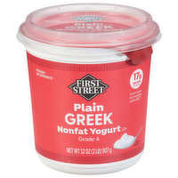 First Street Yogurt, Greek, Nonfat, Plain, 32 Ounce