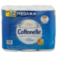 Cottonelle Toilet Paper, Ultra Clean, Mega Rolls, 1-Ply, 18 Each