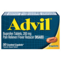 Advil Ibuprofen, 200 mg, Coated Caplets, 50 Each