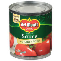 Del Monte Tomato Sauce, No Salt Added, 8 Ounce