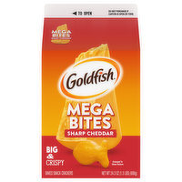 Goldfish Baked Snack Crackers, Sharp Cheddar, Big & Crispy, Mega Bites, 27.3 Ounce