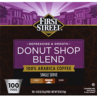 FIRST STREET Coffee, 100% Arabica, Medium, Donut Shop Blend, Single Serve Pods, 100 Each