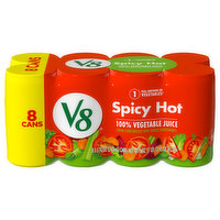 V8 100% Vegetable Juice, Spicy Hot, 8 Each
