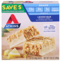 Atkins Snack Bars, Lemon, 5 Each