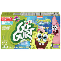 Go-Gurt Yogurt, Fat Free, Strawberry Splash/Cool Cotton Candy, SpongeBob SquarePants, Value Pack, 16 Each