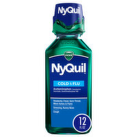 Vicks NyQuil Cold & Flu, Liquid Over-the-Counter Medicine, 12 Oz, 12 Ounce